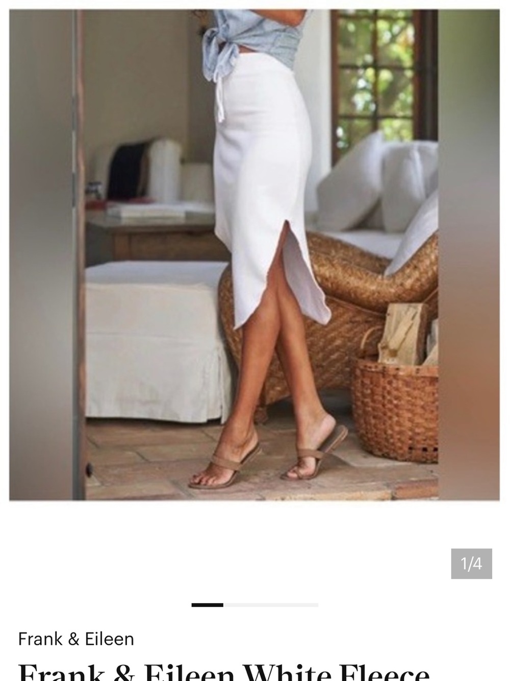 Frank & Eileen White Midi Skirt with Side Slit - Picture 3 of 6